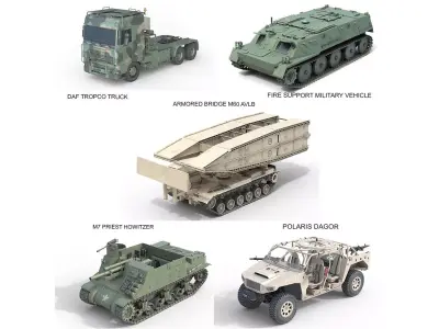 5 Military Vehicles Collection v37 Low-poly 3D model