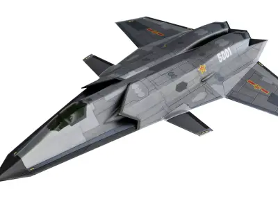 J-50 Trident Chinese Concept Fighter Low-poly 3D model