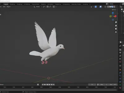 realistc White Dove- LOOP FLIGHT animation Low-poly 3D model