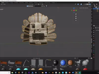 Babylonian gargoyle head Low-poly 3D model