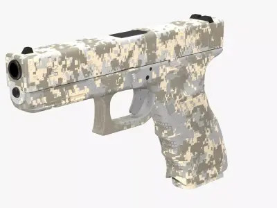 Glock 17 Camouflage Grey Low-poly 3D model