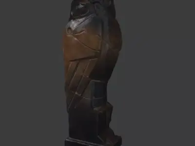 Owl Wood Statue Game Ready PBR Free low-poly 3D model