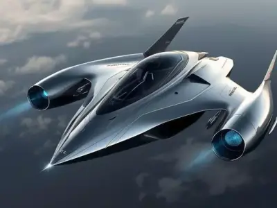 Futuristic Jet Supersonic Aircraft Glowing Engines Lowpoly Low-poly 3D model