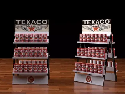 gas station rack 1 texaco motor oil Low-poly 3D model