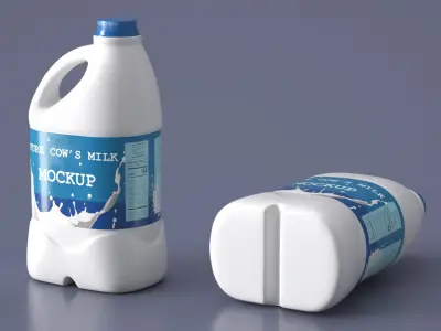 Mockup Pure Cow Milk Plastic Bottle 2L 3D model