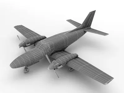 Cessna Conquest 425 Aircraft Low-poly 3D model