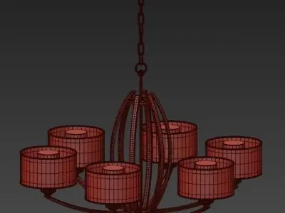 Metal Gold Chandelier Free 3D model