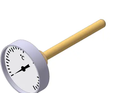 Thermometer d63 mm in a sleeve L100 mm 3D model