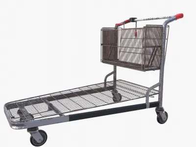 Shopping cart weathered stack v2 3D model