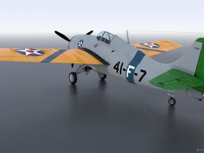 F4F-3 WILDCAT VF41 - 41F7 Low-poly 3D model