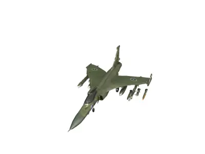 Pakistani JF-17 Thunder Jet with Pakistan Flag GA Ready Low-poly 3D model