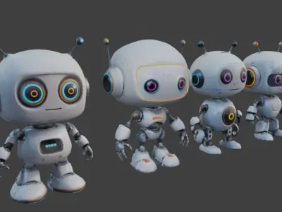 cute robots Low-poly 3D model purchase
