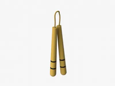 Nunchaku in yellow Low-poly 3D model