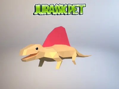 Dimetrodon jurassic pet Low-poly 3D model