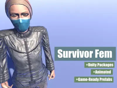 Survivor - animated rigged female Low-poly 3D model