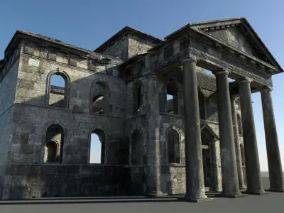 Mausoleum building with columns and arches 3D model