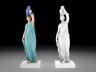 Nymph statue collection Low-poly 3D model