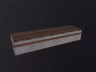 Worn Wooden Bench Block 3D Model Low-poly 3D model