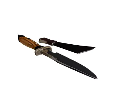 Ornate Fantasy Blade with Sheath 3D model