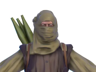 High Poly Subdivision Man Old Afghan Soldier Low-poly 3D model