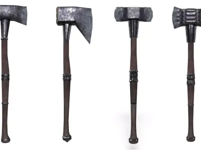 Modular Melee Axe Low Poly Stylized Axe Procedural Weapon Parts Low-poly 3D model
