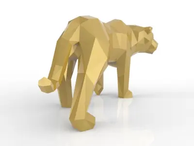Tiger polygonal sculpture of 3D model