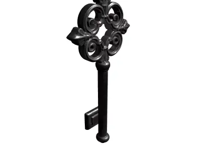 Ornate Antique Skeleton Key 3D Model Low-poly 3D model