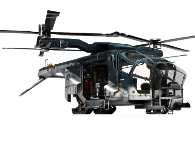 Stealth Helicopter Fully Rigged Tactical Attack Recon Aircraft 3D model