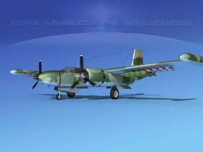 Douglas A-26K Invader USAF Vietnam 2 3D model