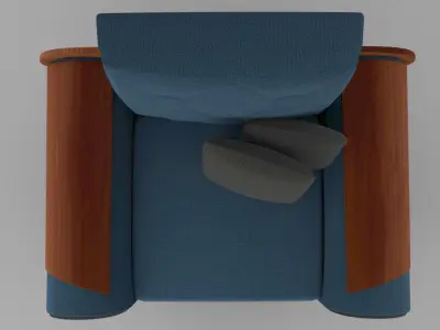 Fabric Armchair Wood Chair Sofa Pillow 001 Free 3D model