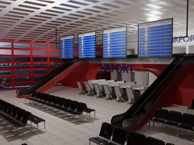 Airport interior Low-poly 3D model