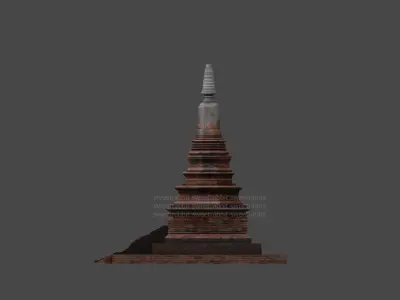 Pagoda in thailand Low-poly 3D model
