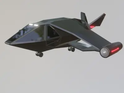 futuristic military jet Low-poly 3D model