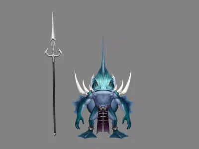Cartoon fish demon Low-poly 3D model