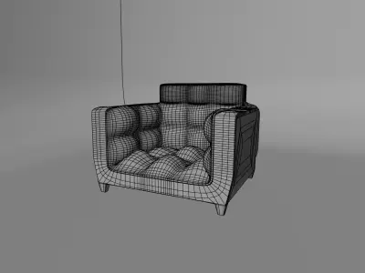 Modern Padded Armchair 3D Model Free low-poly 3D model