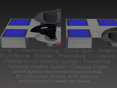 Drone Interlocking Station Charger Concept 3D model