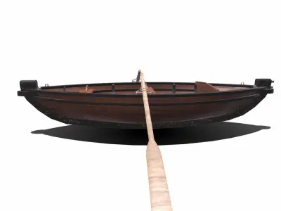 Old Wooden Rowing Boat Low-poly PBR Low-poly 3D model