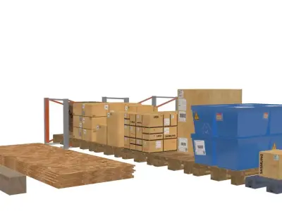 Warehouse props Low-poly 3D model