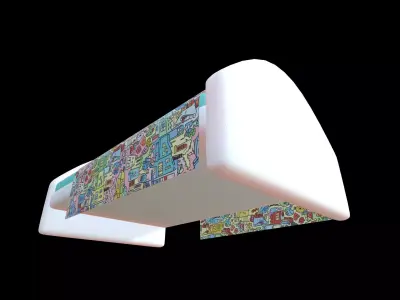 Cute Stylized Single Bed Cartoon Kids Furniture 3D model