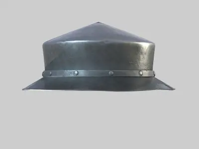 Medieval Kettle Helmet 03 Low-poly 3D model