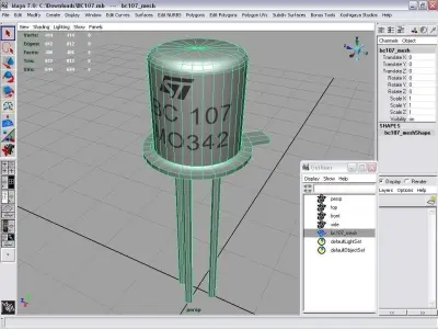 BC107 transistor Low-poly 3D model