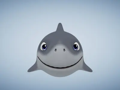 Rigged Cartoon Shark Low-poly 3D model