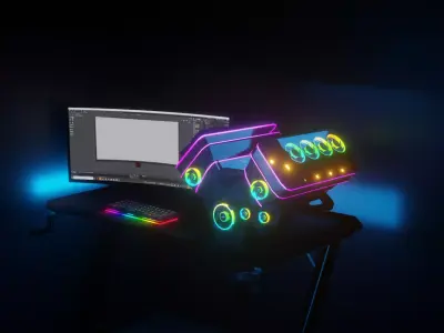 gaming setup Free low-poly 3D model