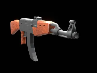 High Quality AK47 3D Model for Games Animations Visual Effects Low-poly 3D model
