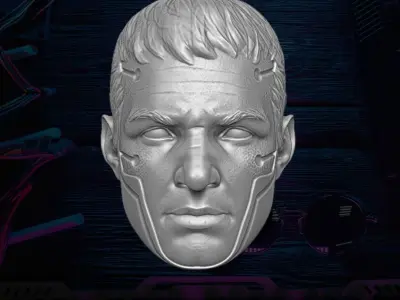 Cyber Punk head 3D printable File For Action Figures 3D print model