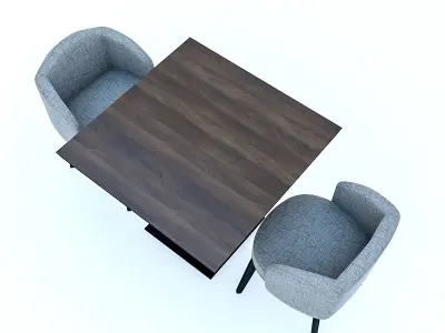 Cafe Table And Chairs Low-poly 3D model