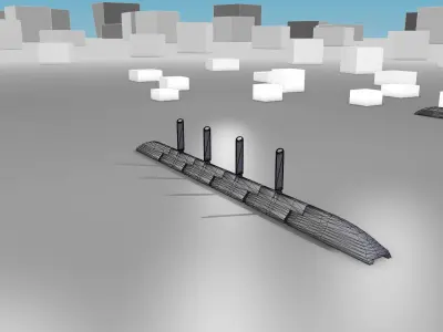 White and Red Road Traffic Barrier - Part 23 - Low-poly 3D model