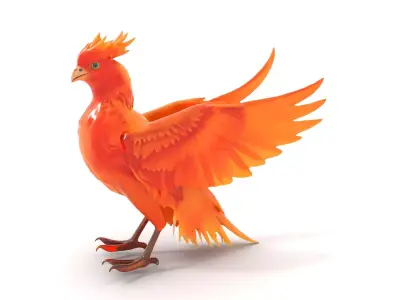 Fiery Phoenix Feather model pack Low-poly 3D model