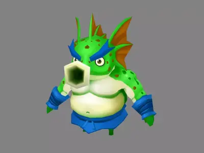 Cartoon seahorse monster Low-poly 3D model