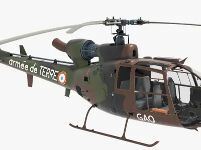 Sud-Aviation Gazelle Low-poly 3D model